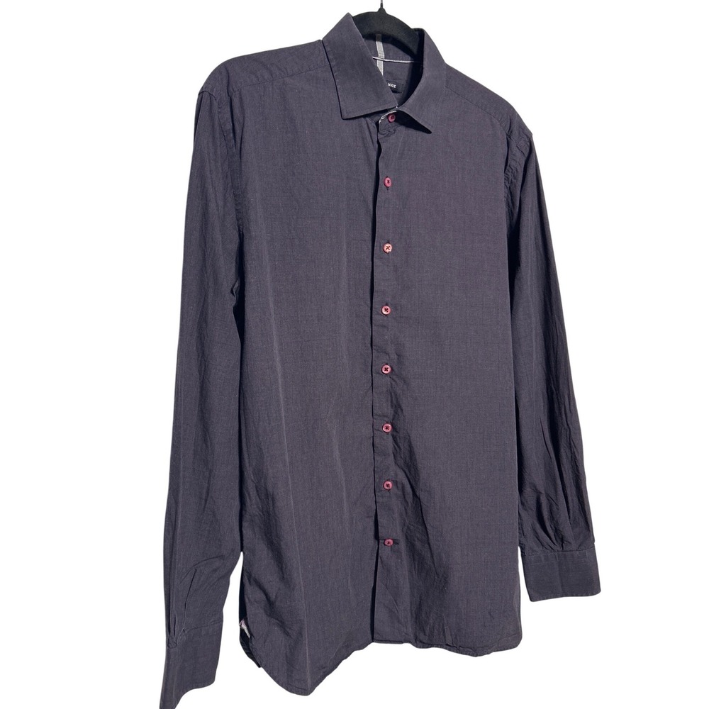 Hammer‎ Made Button Down Long Sleeve Shirt Dark Plum Men's 23" Wide 30" Long